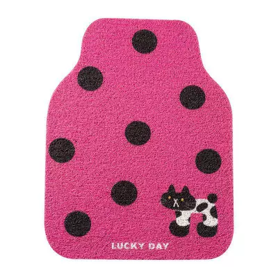 Cute cartoon silk circle car mat universal girl car anti-dirty car mat non-slip wear-resistant easy-care mat (Universal Foot Pad) - rose-wave-dots-5065-1-piece-of-wire-circle-front-row