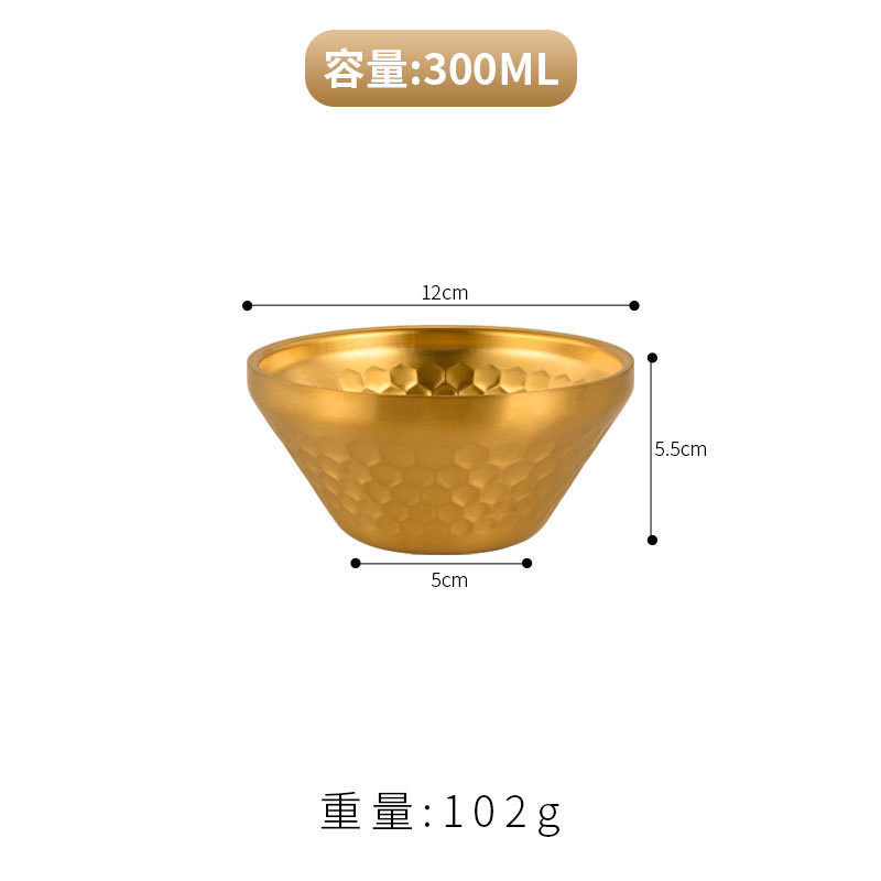韓国 304 ステンレス鋼の笠ボウル二層槌目サラダボウル V 字型ライスボウルデザート鍋レストランかき氷ボウル|undefined