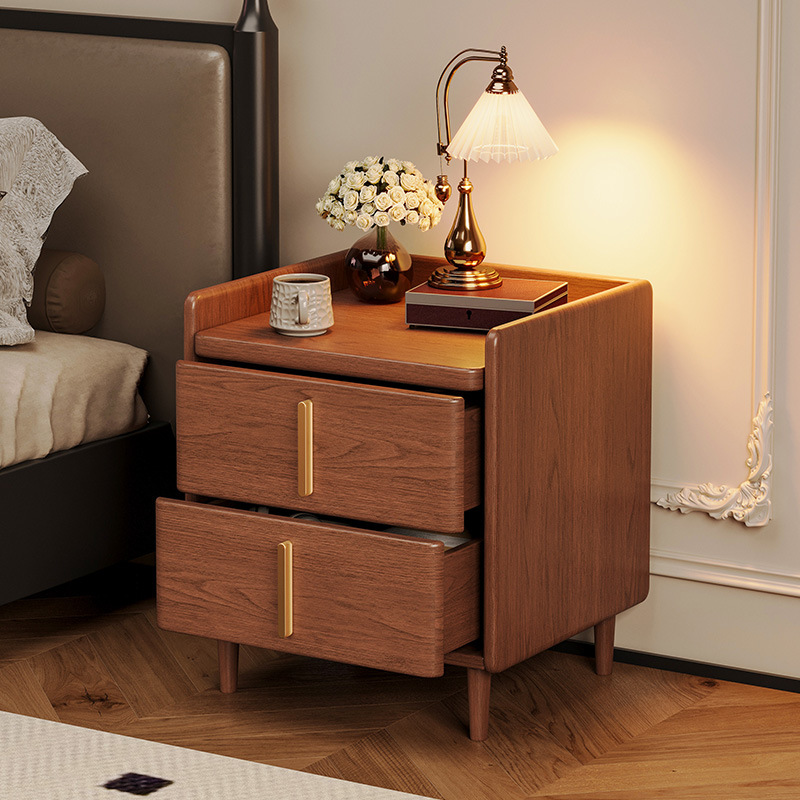 Mesita de noche de madera maciza, habitación de alquiler para el hogar, armario de almacenamiento para el dormitorio, armario de almacenamiento junto a la cama de lujo ligero integrado