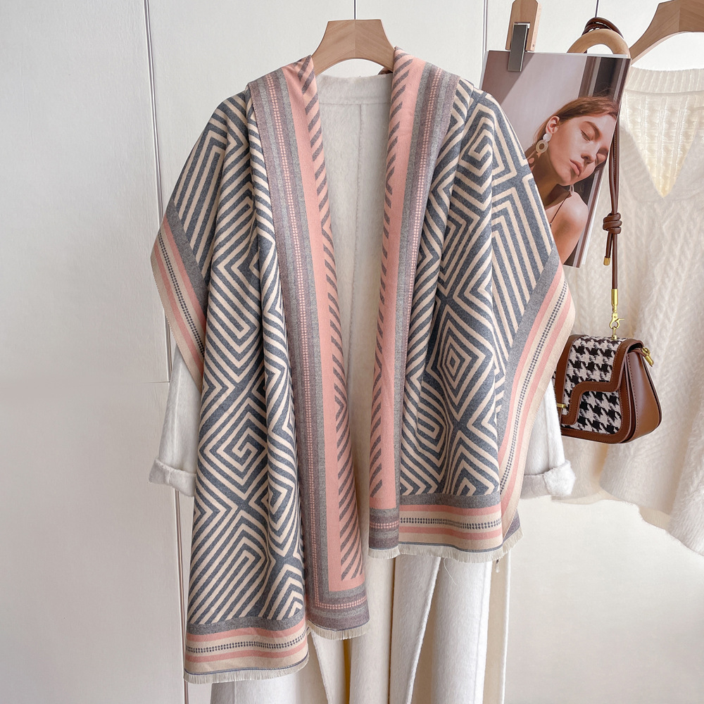 Bufanda de longitud media versátil para mujer, chal de Cachemira de imitación, Edición coreana, Otoño/Invierno, 2023_voghion.com