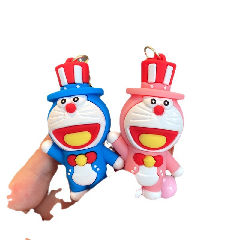 Sombrero mágico Jingdang llavero gato Doraemon silicona muñeca llavero del coche bolsa adornos pequeño regalo