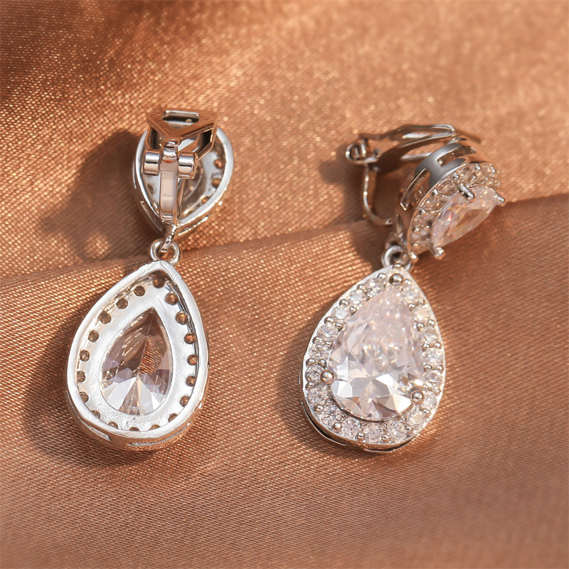 1 Pair Quantity 1 Pair Shiny Water Droplets Inlay Copper Zircon Ear Cuffs