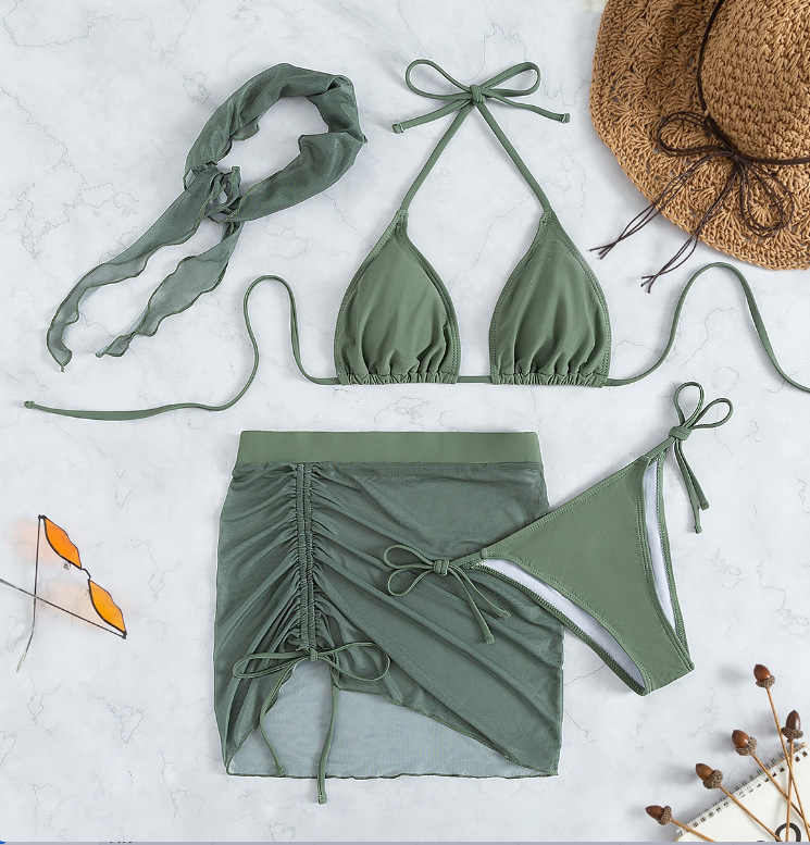 175g Weight Sleeveless Sleeve Length Nylon Fabric Type Shorts Co-ord Set Sets Type 4 Pieces Set Quantity Swimming Occasion 3 Pieces Set Neckline Regular Fit Fit Type Solid Color Pattern Women's Gender Sexy Style Women's Sexy Solid Color 4 Pieces Set Bikinis Swimwear 9