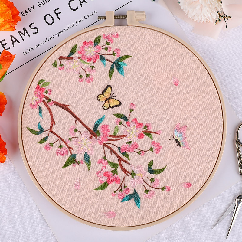 Suzhou bordado de seda bordado hecho a mano bricolaje producción principiante material paquete estilo antiguo ventilador redondo blanco estilo europeo