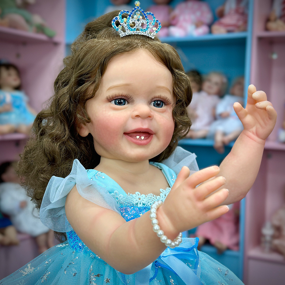 Muñeca pesada y suave de alto color, muñeca realista, muñeca de implante de cabello de 22 pulgadas, muñeca de imitación de bebés, personajes de caja de color de Henghua