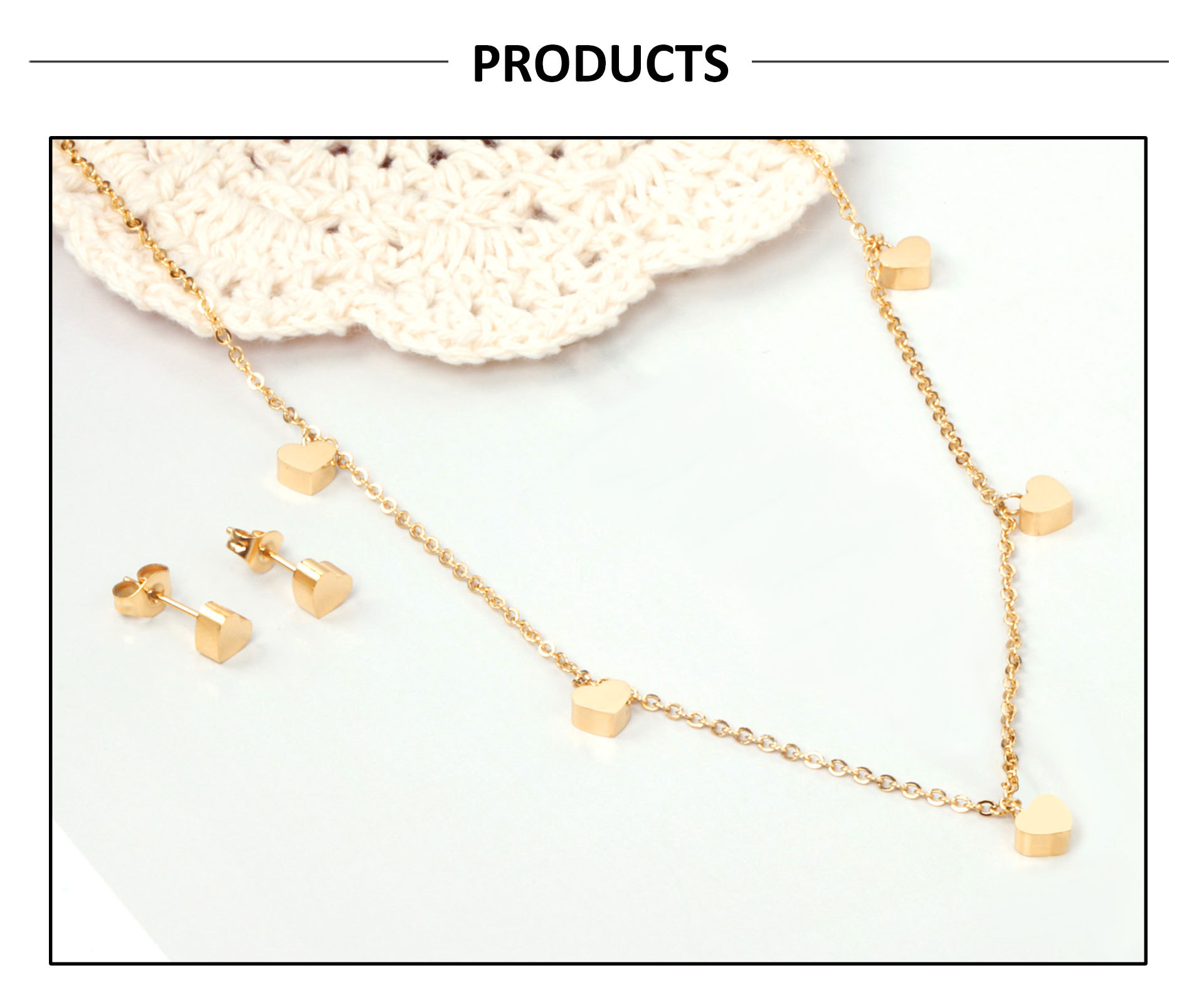 Fashion Star Moon Stainless Steel Plating Earrings Necklace 1 Set