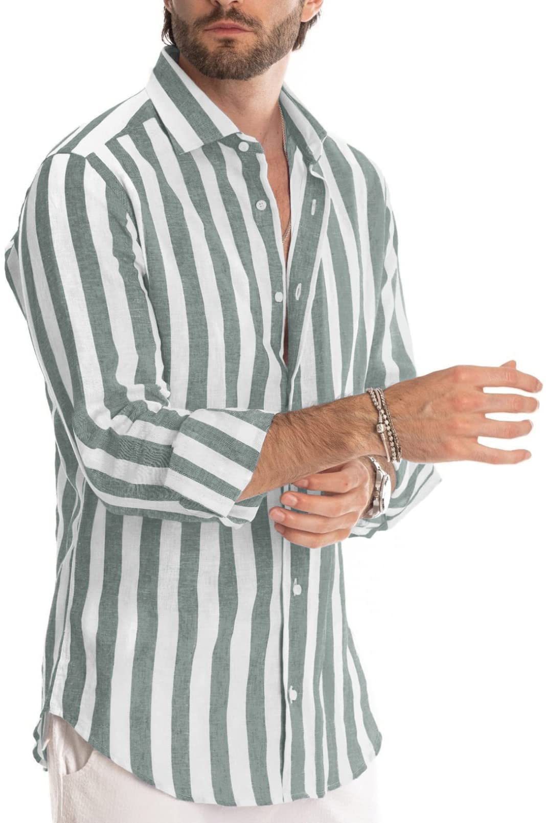 Men's Stripe Blouse Men's Clothing display picture 8