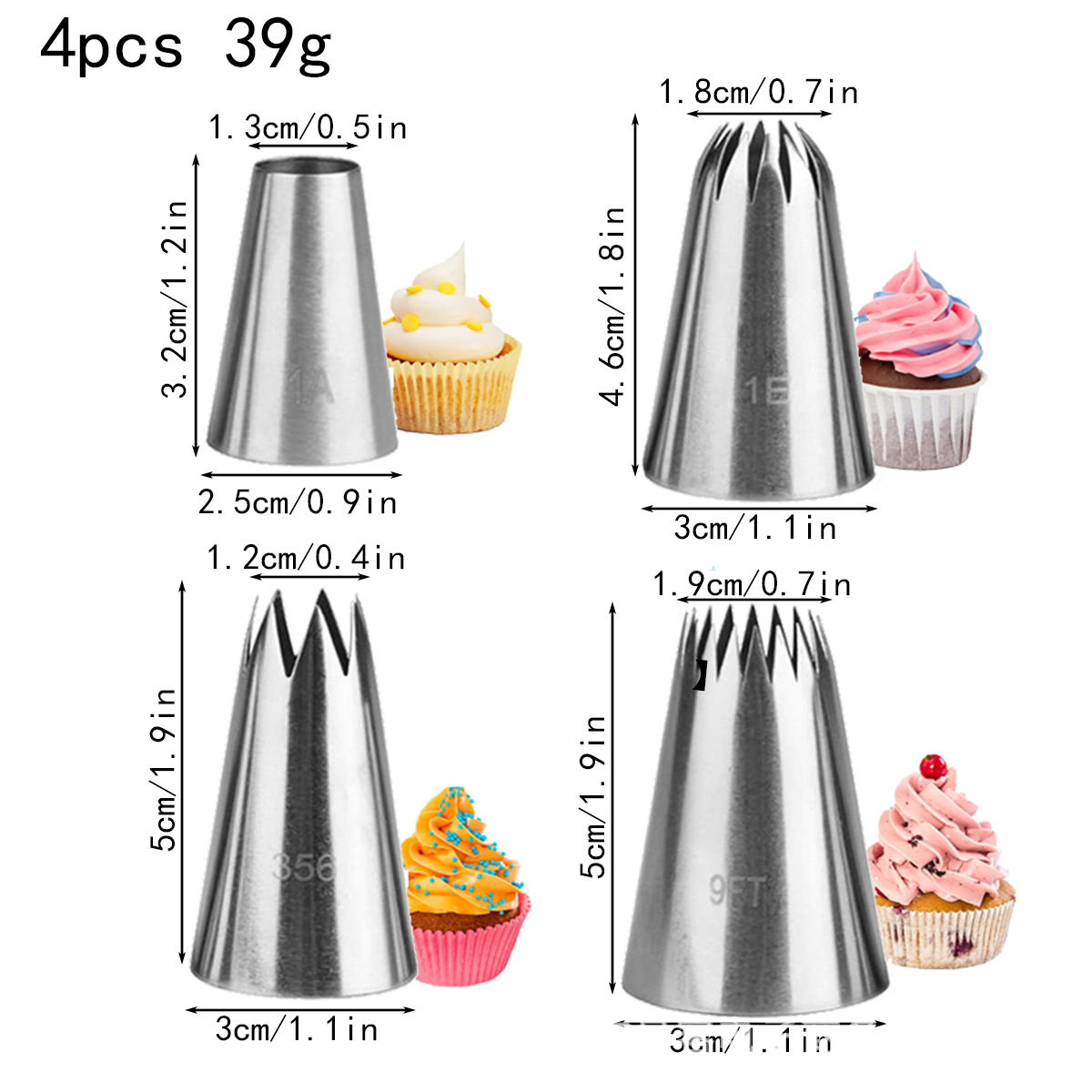 Juego de boca decorada de acero inoxidable 6 dientes 8 dientes 10 dientes 18 dientes boca de flor grande y mediana boca de flor superior de nieve boca de flor de crema