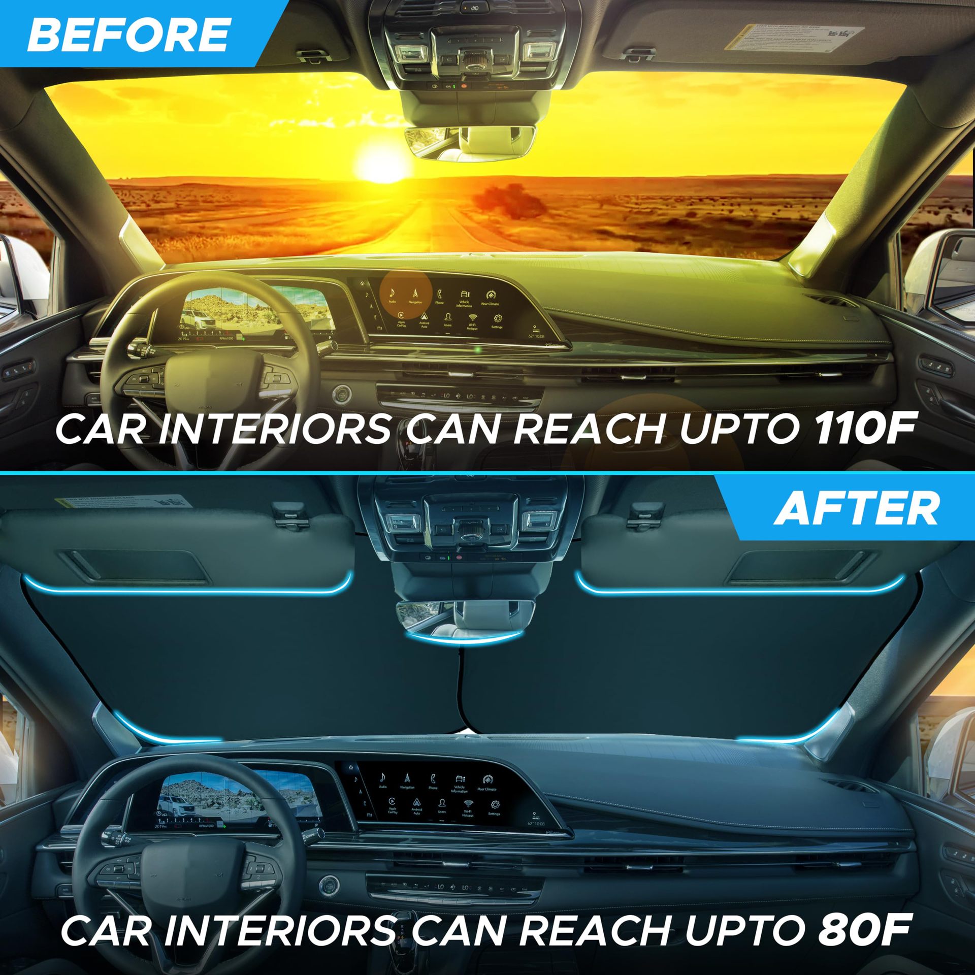 Foldable custom car windshield sunshade, car side sunshade, sun protection sunshade, light-blocking car sunshade