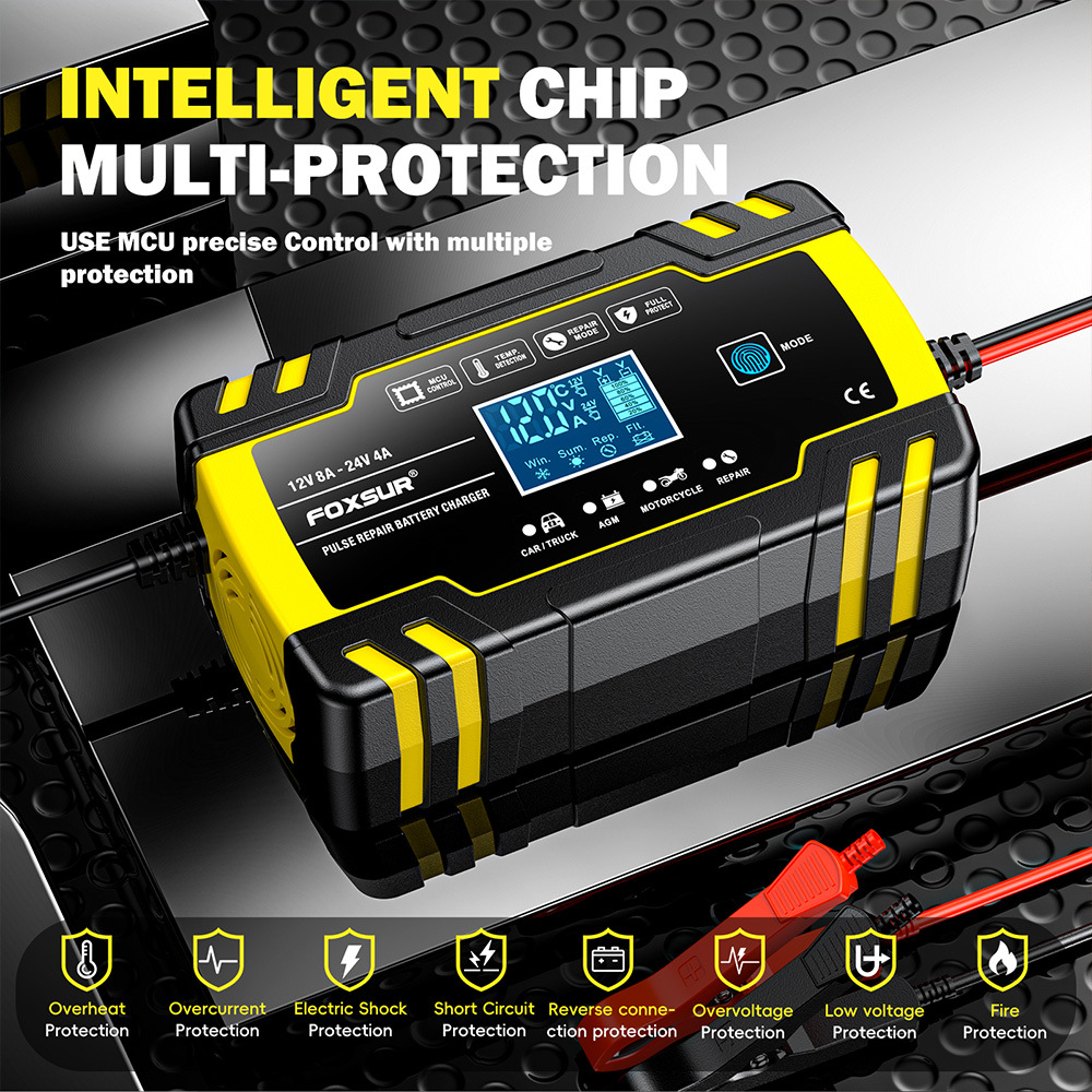 Multi-Stage Automatic Smart Battery Charger 100-240V battery charging