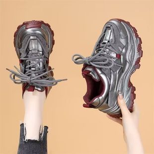 Platform Thick-Soled Dad Shoes for Petite Women 2025 Spring New Retro Height-Increasing Slimming Fashion Versatile Sneakers
