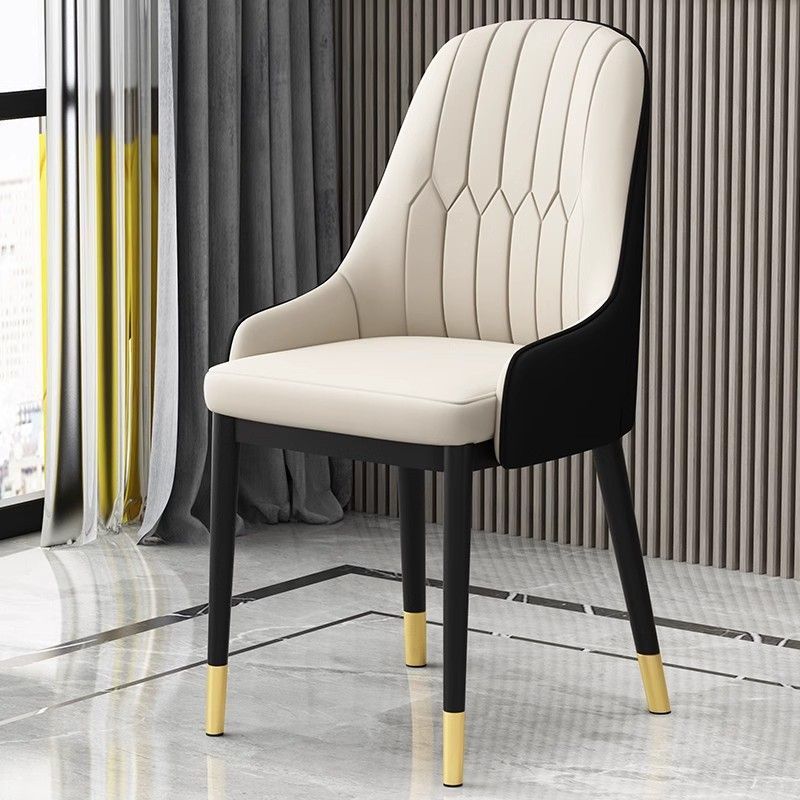 Nordic Light Luxury Dining Chair, Modern Minimalist Home Backrest Chair, Italian-Style Restaurant Leather Upholstered Hotel Reception Dining Table Chair