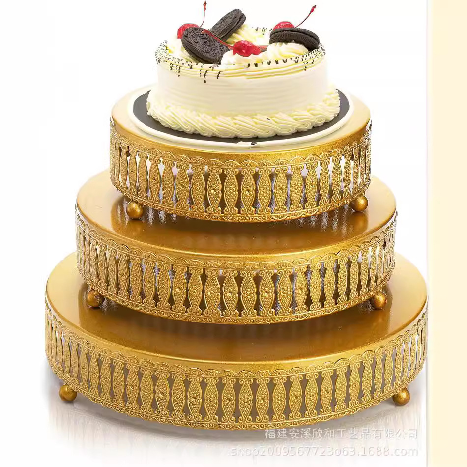 Bodas europeas redondas postres tiendas de dulces bandejas de pasteles de pies altos estantes de pasteles bandejas de frutas