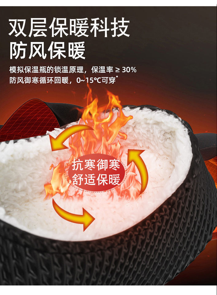Dép bông đi trong nhà nam lót lông giữ ấm, chống thấm nước, chống trượt, đế dày bít mũi — 3347 màu kaki, 3347 màu đen, 3347m màu chi tiết 11