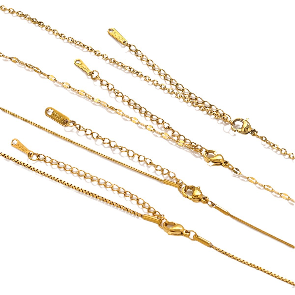 レディースチタン鋼唇ボックス子ネックレス40 5ステンレス鋼ラウンドスネークチェーンロックチェーンDIYアクセサリーアクセサリーネックレス