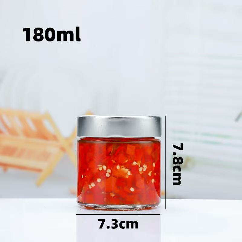 国境を越えた食品グレードの高蓋ラウンドピクルスボトルビーフソース詰め替えボトル缶詰ジャムガラスボトルスポット卸売