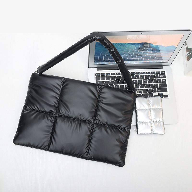 New Style down Cotton Computer Bag for Women, Apple iPad 14inch 16inch Inner Sleeve Bag, Padded Laptop Shoulder Tote Bag