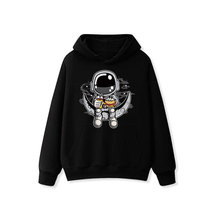 太空星球宇航員字母2D印花連帽衫衛衣 秋冬款男式帶帽長袖TH025