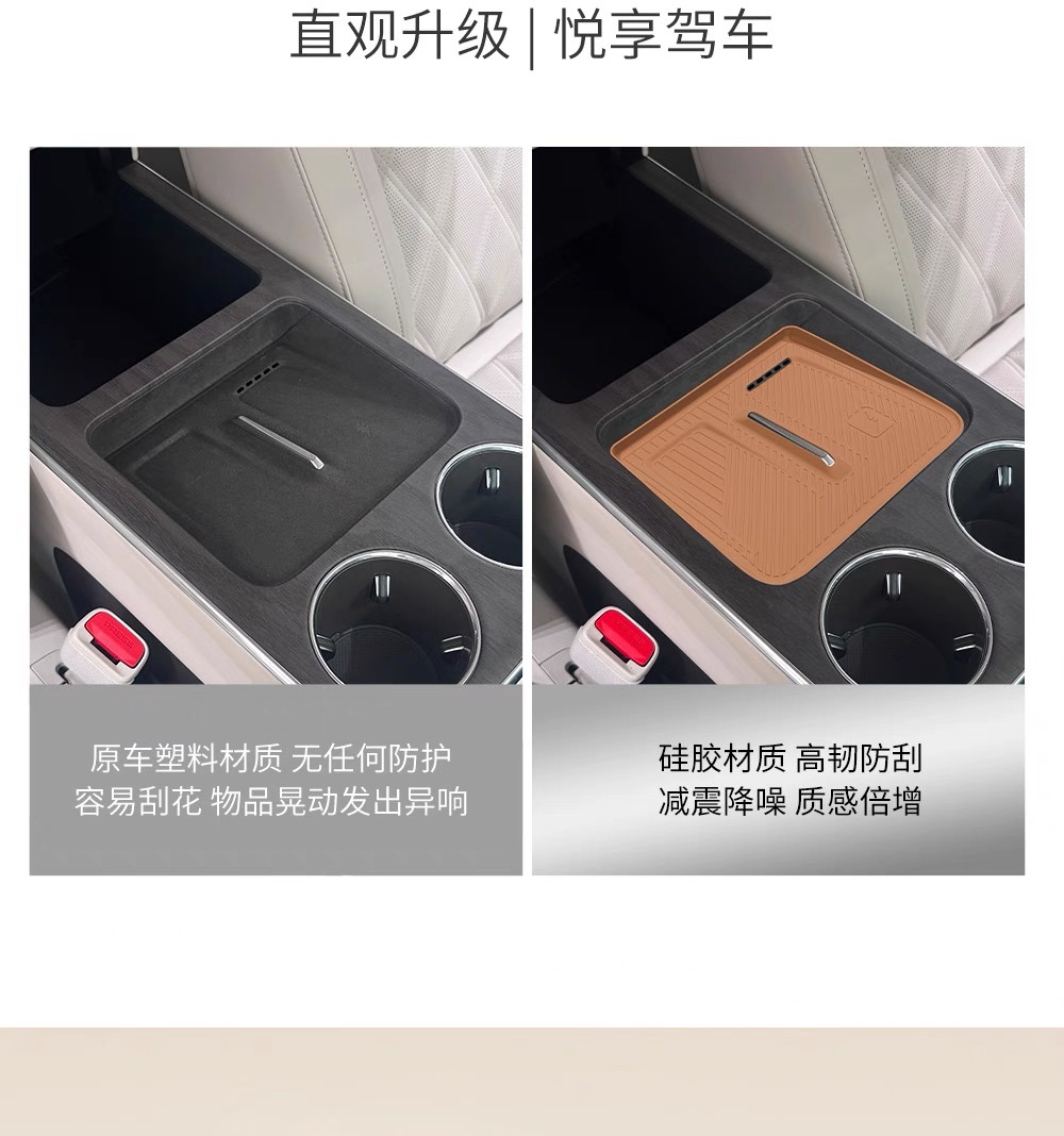 Suitable for Xiaomi Pengcheng N70/N90: Wireless charging pad, silicone cup holder, and other car interior accessories