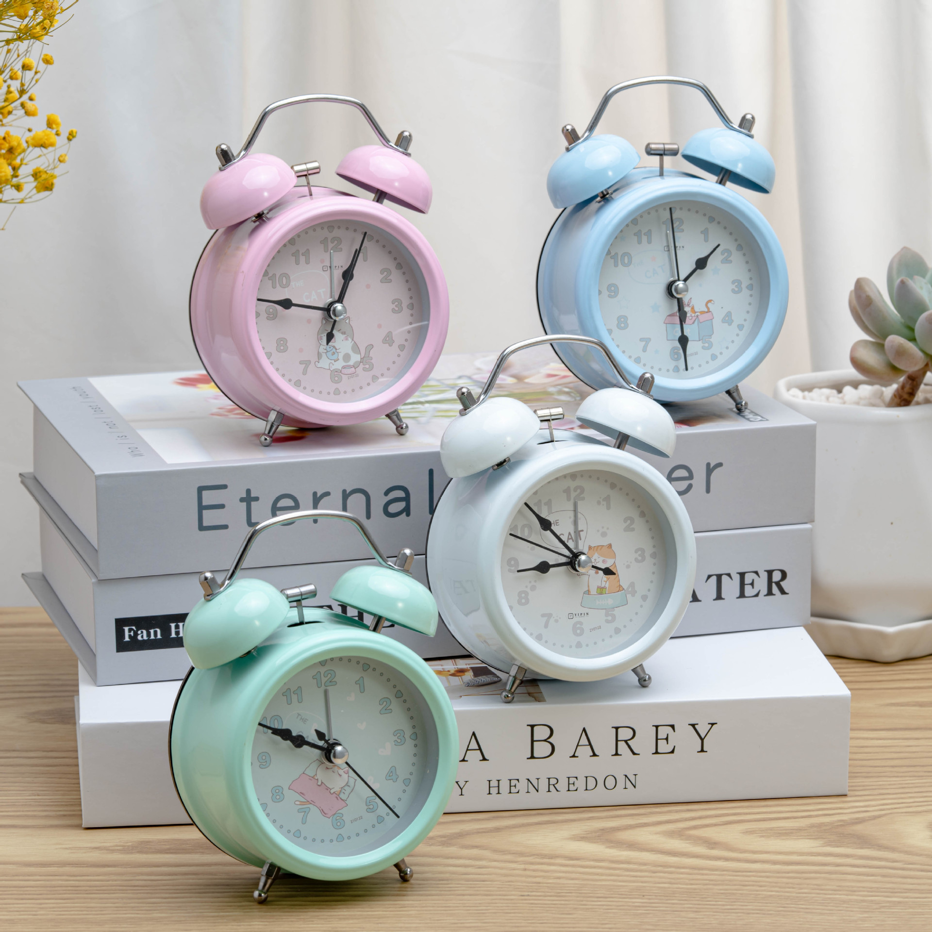 Suministro directo de fábrica reloj de moda de 3 pulgadas reloj de alarma inteligente para el hogar del estudiante de noche escritorio decoración de metal pequeño reloj de alarma