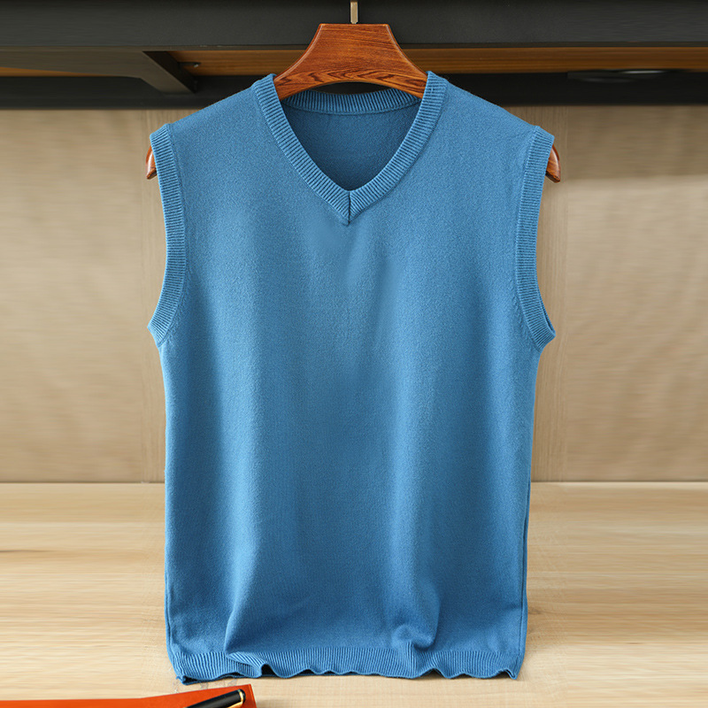 Cross-Border Men's V-Neck Loose Solid Color Vest Sweater, Korean Style Knitwear, Large Size Men's Top Cross-Border Men's V-Neck Loose Solid Color Vest Sweater, Korean Style Knitwear, Large Size Men's Top