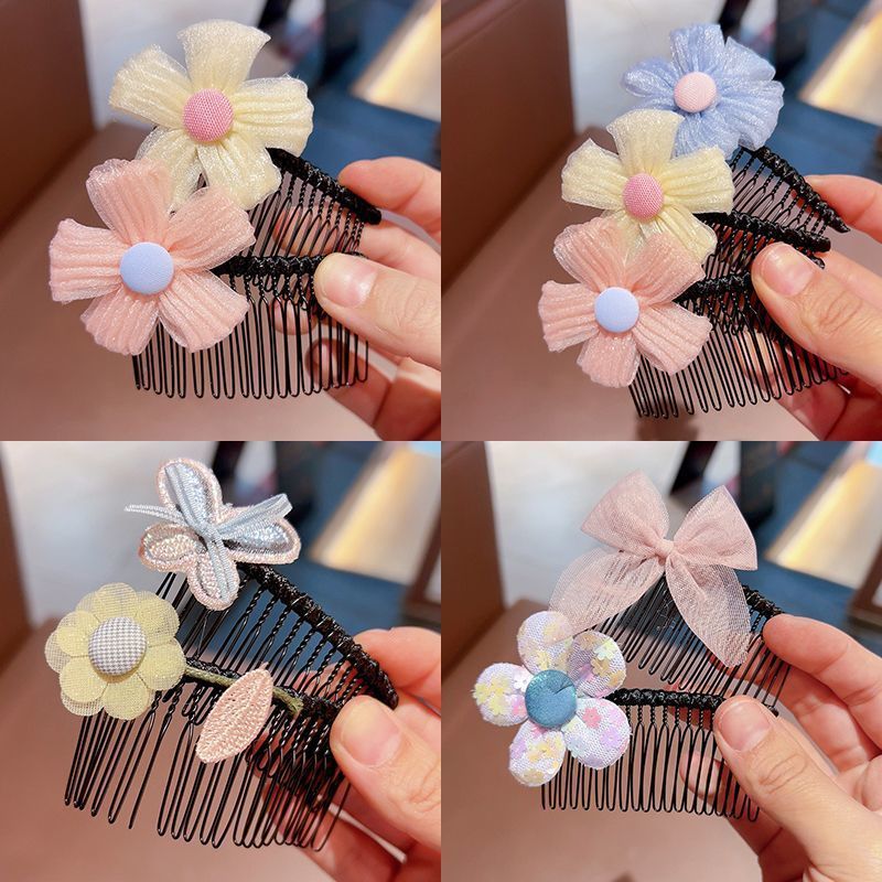 Cabeza trasera de los niños pelo roto artefacto peine del pelo Chica Flor insertar peine 2022 Internet celebridad chica Bangs acabado horquilla