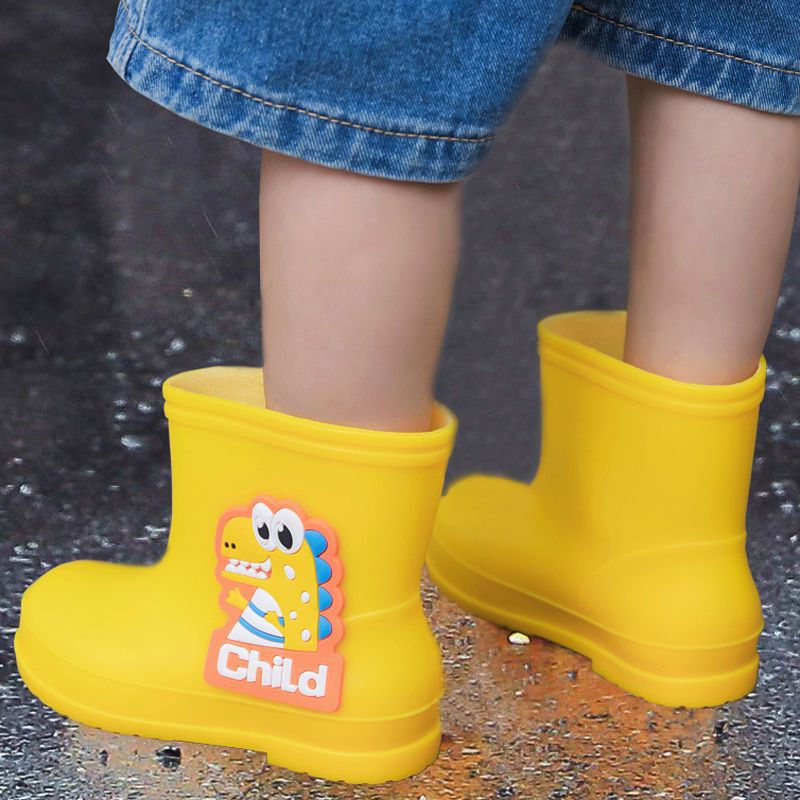 Four Seasons Dinosaur Children's Rain Shoes Non-Slip Shoes Waterproof Boys and Girls Medium and Short Children's Water Shoes Wear-Resistant Boots Boys' Boots