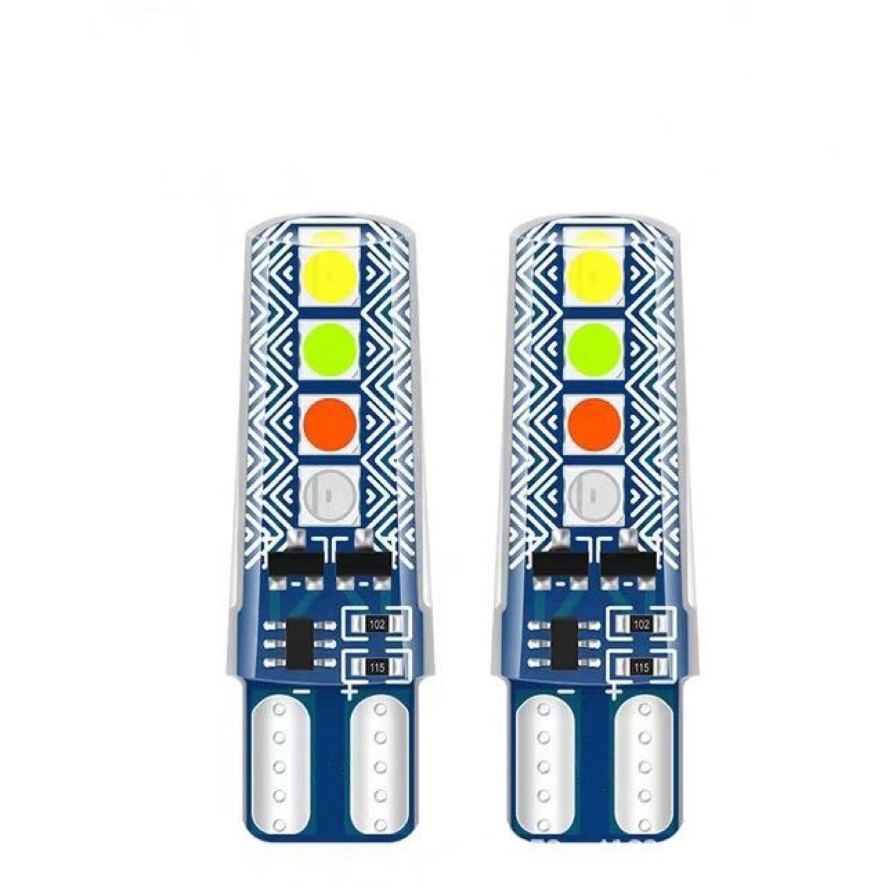 Automóvil LED silicona T10 lámpara de cristal 4 color flujo de agua flash 3030 8SMD conducir luz de ancho de luz de licencia