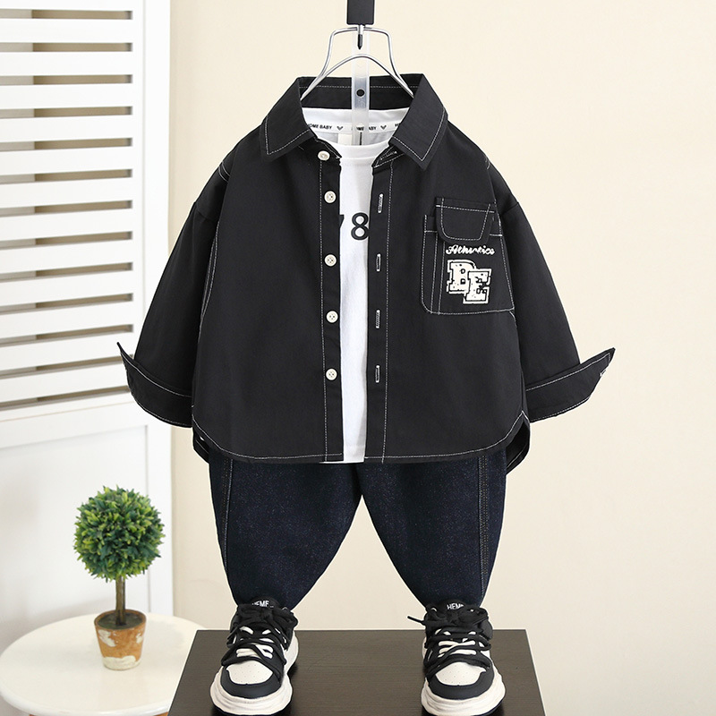 5824 chaquetas para niños 2025 nuevos modelos de primavera y otoño ropa de otoño para niños camisas de manga larga de moda para bebés estilo fino de otoño