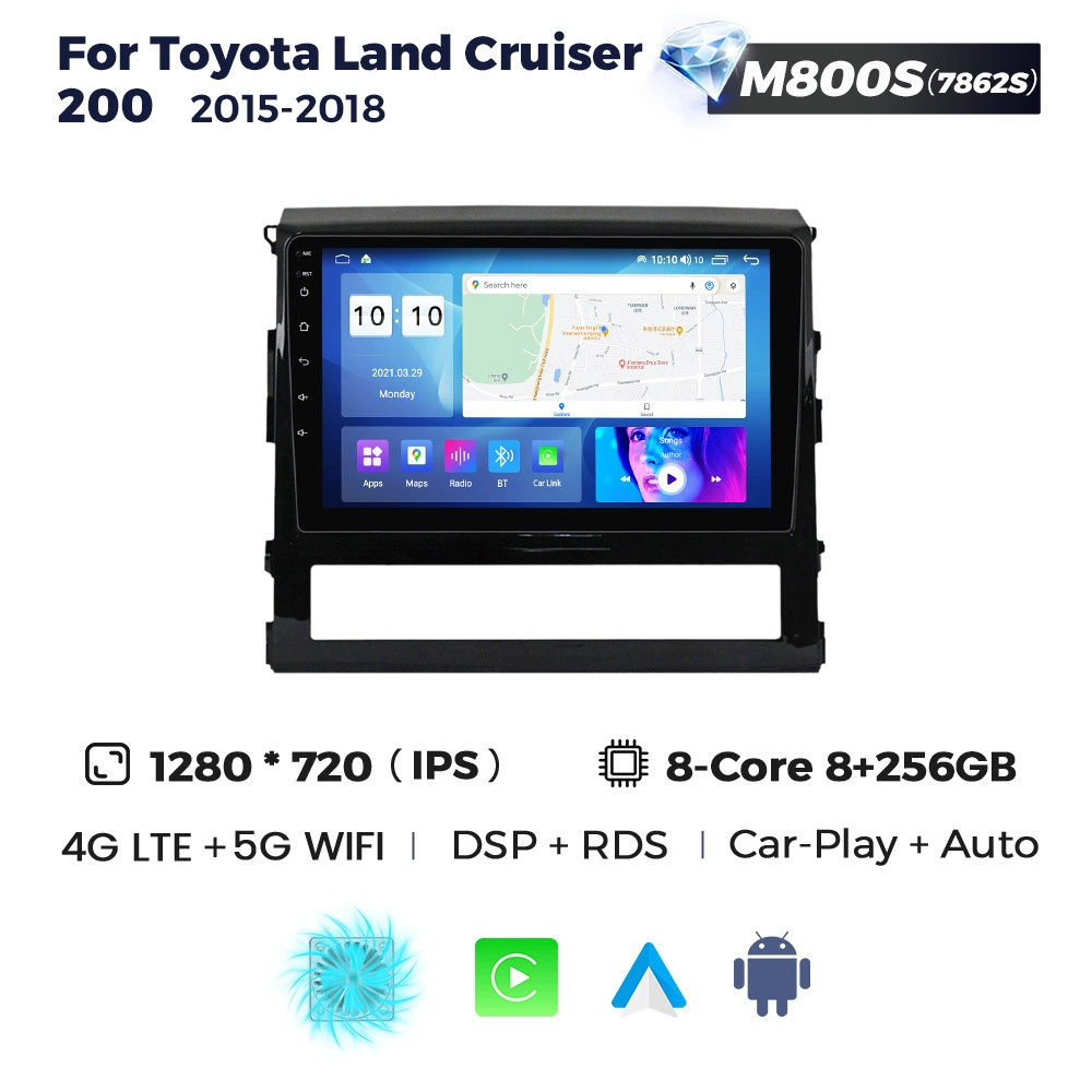 Подходит для Toyota Land Cruiser 200 15-18 Android Central Control Navigation CarPlay