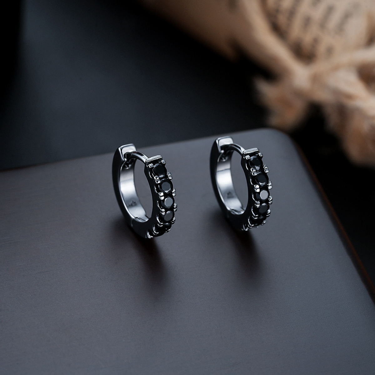 X1074-D (black diamond earrings) gun black pair