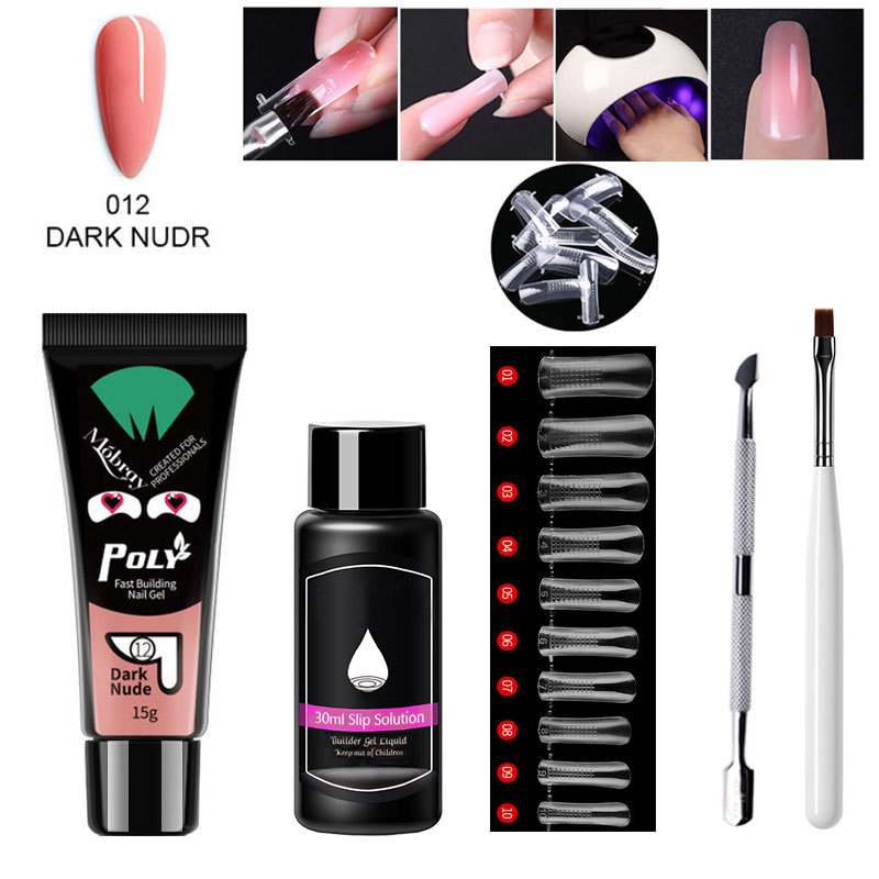 Suministro transfronterizo venta rápida extensión de traje de manicura conjunto completo de uñas de cristal forma extensión pegamento para hornear lámpara UV pegamento