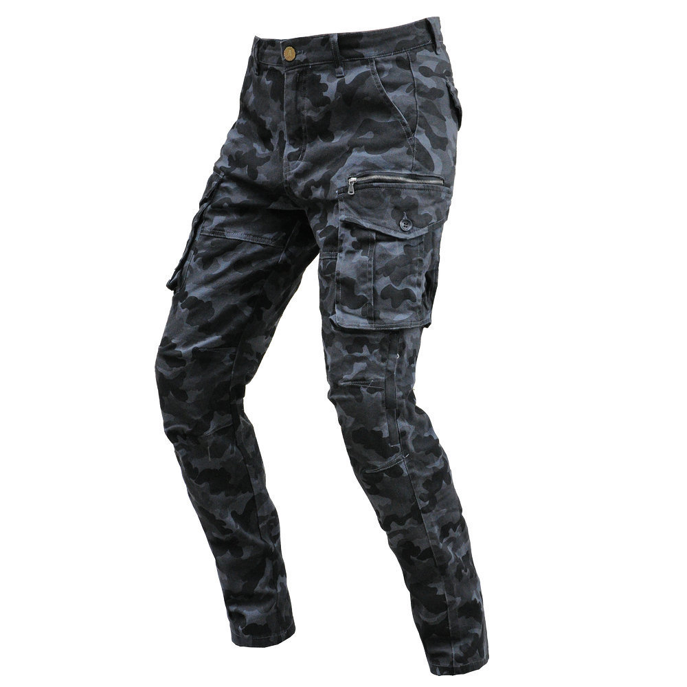 VOLERO motocicleta jeans hombres multi-bolsa ropa de trabajo transpirable pantalones de camuflaje motocicleta pantalones de montar alargados equipo de protección
