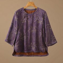 批发高级感桑蚕丝上衣小衫国风宽松斜襟唐装衬衫上衣民族风中式