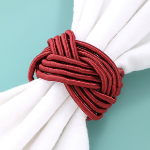 New wine red woven napkin ring creative hand-woven napkin buckle hotel table napkin ring mouth cloth ring