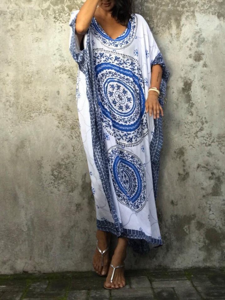 Explosiones transfronterizas de impresión nacional de arena de algodón, camisa de playa de algodón, túnica turca M5