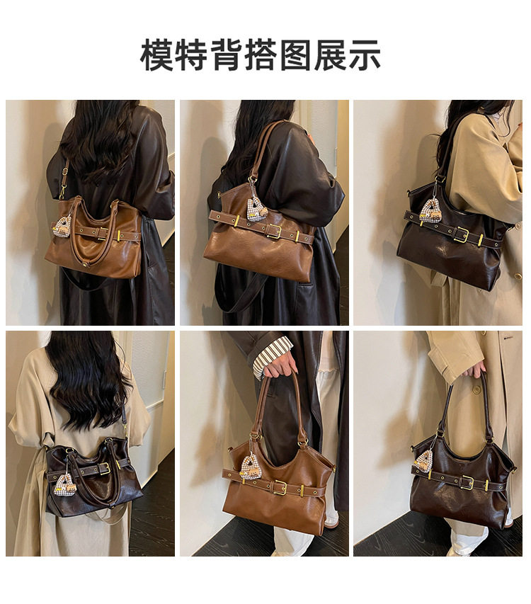 Túi tote đeo vai đeo chéo cỡ lớn phong cách tối giản, túi xách tay kẹp nách — Gạo trắng không có mặt dây chuyền, Màu cà phê Không có mặt dây chuyền, Màu nâu không có mặt dây chuyền, Đen không có mặt dây chuyền chi tiết 11