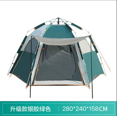 Hexagon Tent Thickened Rainproof | Avtomobil dam çadırları - hexagon-upgraded-silver-rubber-green-plus-moisture-proof-pad-tent