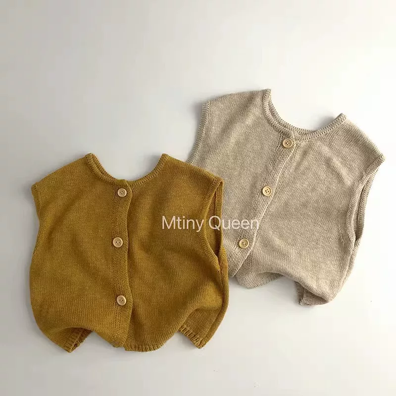 Children's autumn vest for men and women, sweater, knitted cardigan, children's clothing, western style, Korean style, 3 years