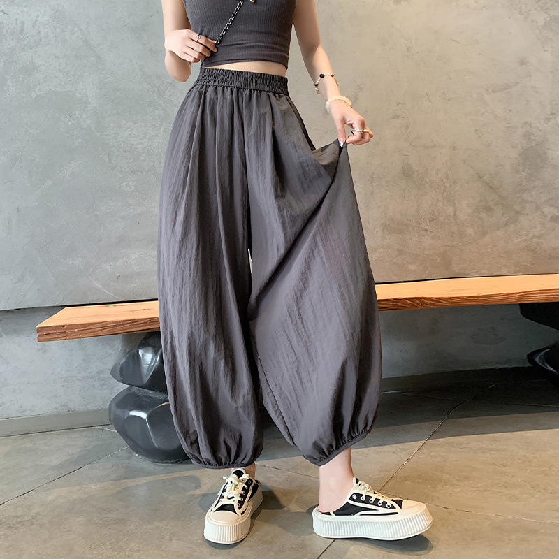 Ice Sun-resistant Fluffy Stereo Bloomers Women's Summer plus size chubby girl Casual Ankle-length Pants Loose Slimming Carrot Pants