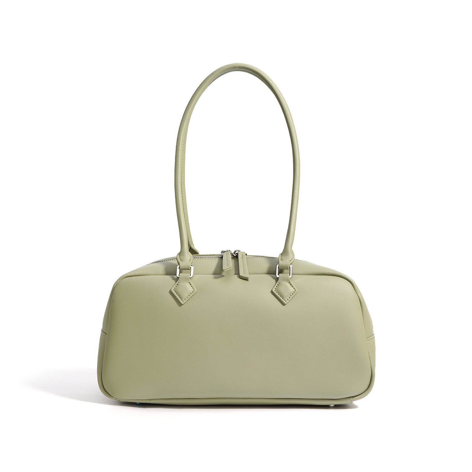 (2개) 봄 새로운 COWHIDE 볼링 백 2024 간단한 통근 올매치 대용량 어깨 가방 마카롱 색상