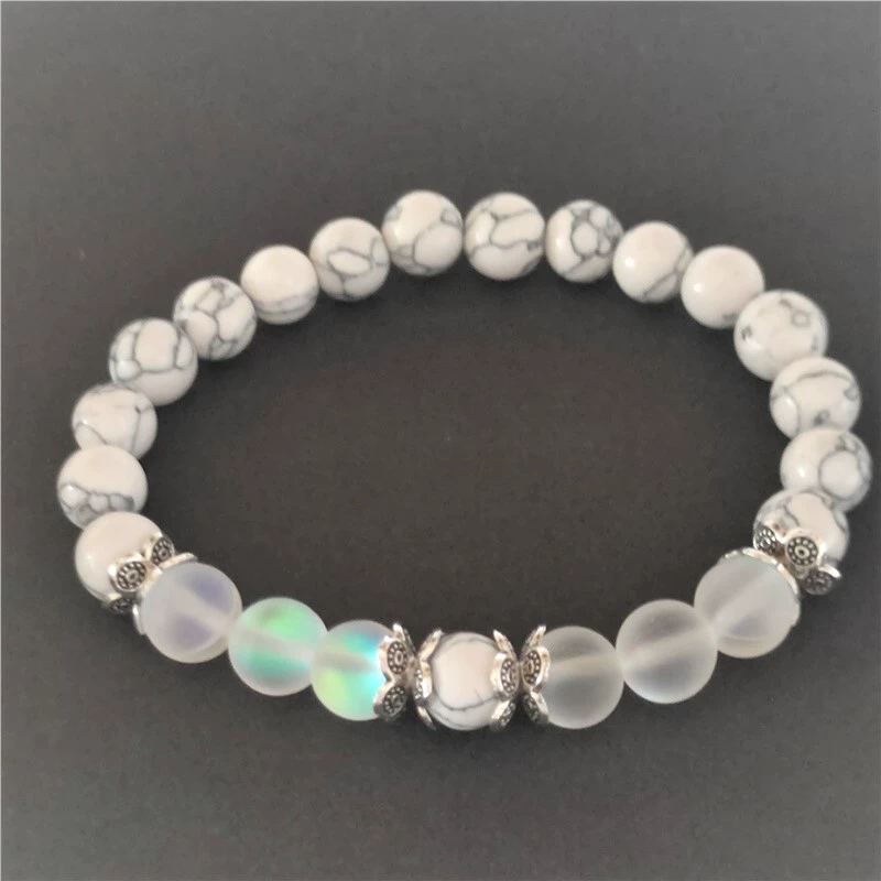 (Cross-border trading), flashing elastic fashionable ball with beads, turquoise beaded bracelet for men and women, European style, 8mm, simple and elegant design