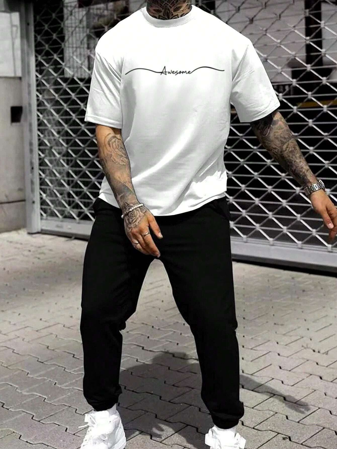 Pantalones de camiseta de manga corta sueltos de la marca de moda 2024 nuevo traje de dos piezas simple y casual ME13 ML4