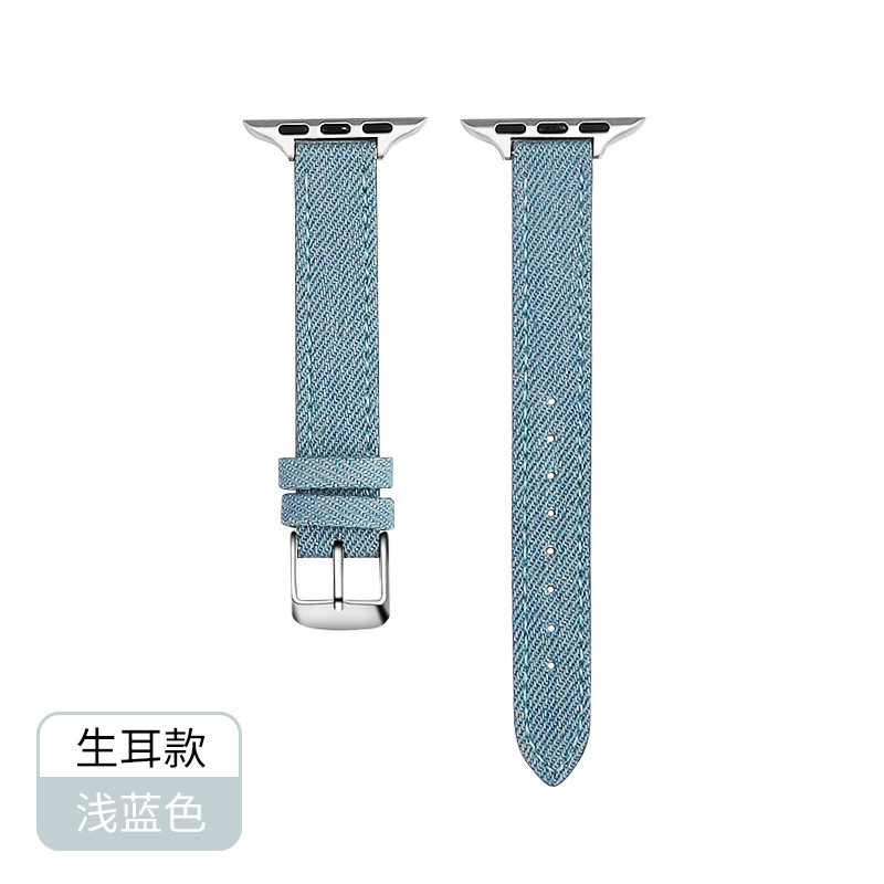 Adecuado para iwatch Correa todas las series disponibles Apple S9 Correa moda blanco Denim Correa delgada para niñas