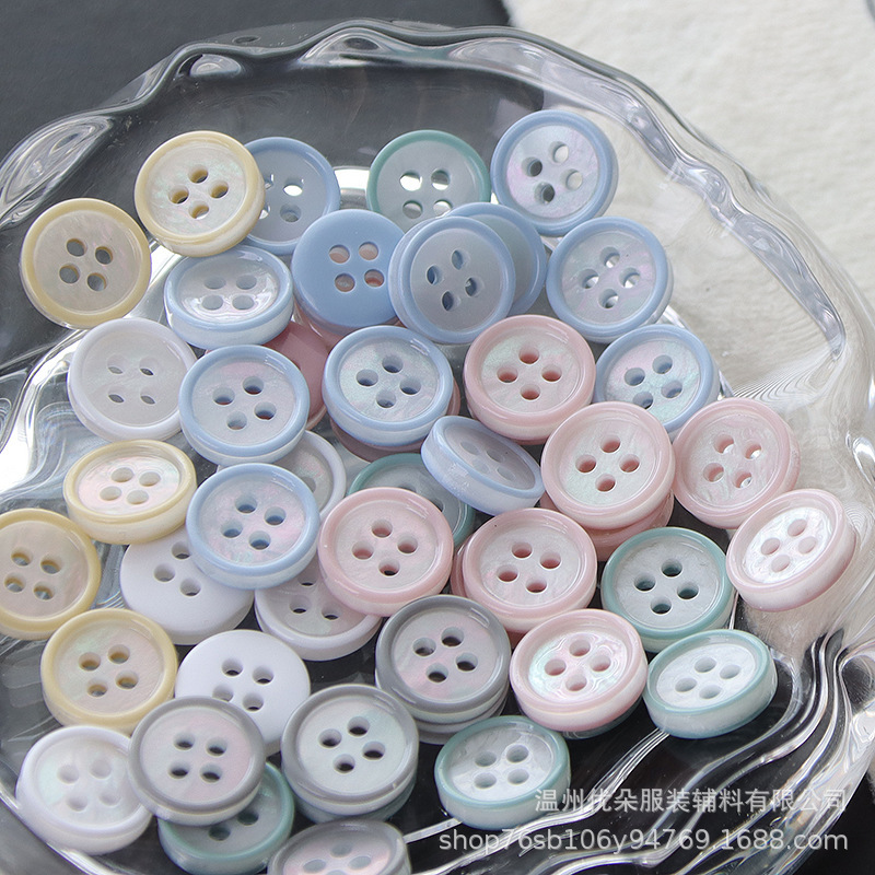 Resin iridescent thin-edged buttons for shirts and cardigans, POIO clothing buttons, collar and sleeve buttons for dresses, wholesale Resin iridescent thin-edged buttons for shirts and cardigans, POIO clothing buttons, collar and sleeve buttons for dresses, wholesale