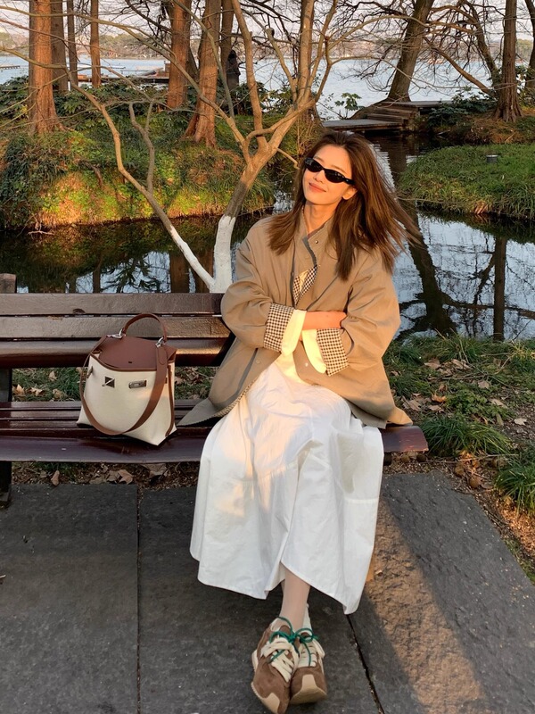 早秋卡其色风衣外套女2025春秋新款小个子英伦风短款宽松休闲大衣|undefined