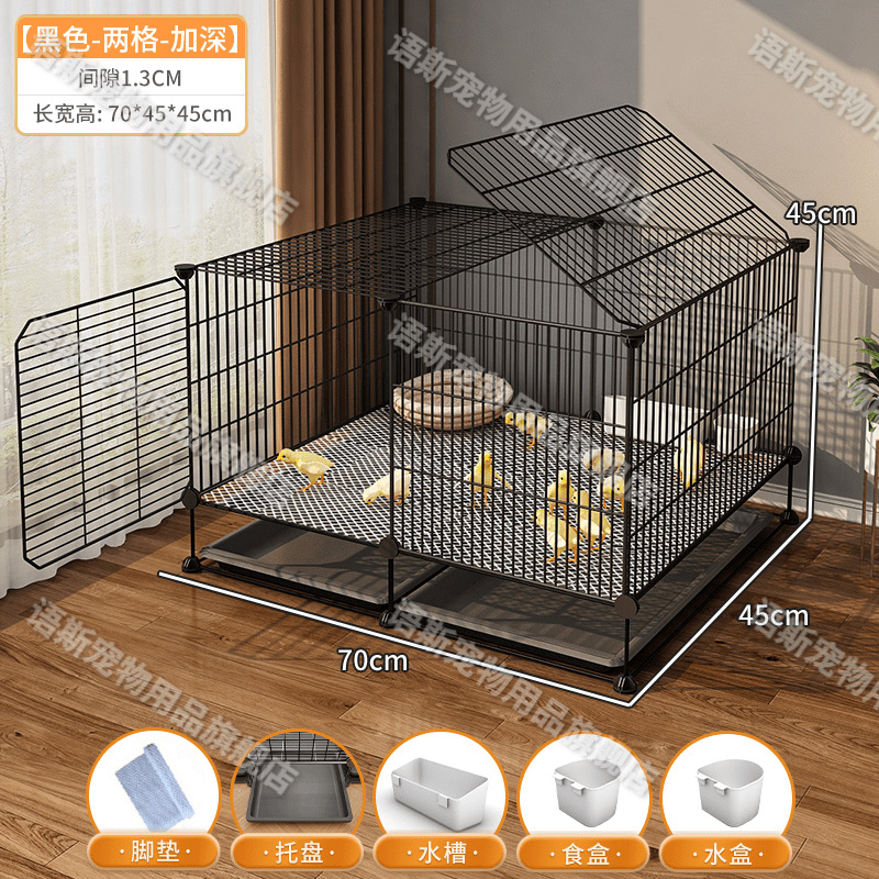 70*45*45를 깊게 하여 활동 공간을 넓히고 더 많은 자유를 누리세요 - 원스톱 시설: 먹이 여물통 + 먹이통 + 트레이 + 발 패드☆☆