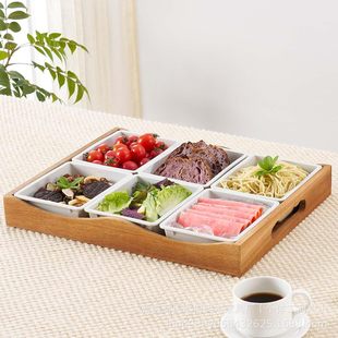 Wooden Tray with Handle Tray Decorative Durable Plate Suitable for Breakfast Coffee Serving Tray Hot Pot Shop