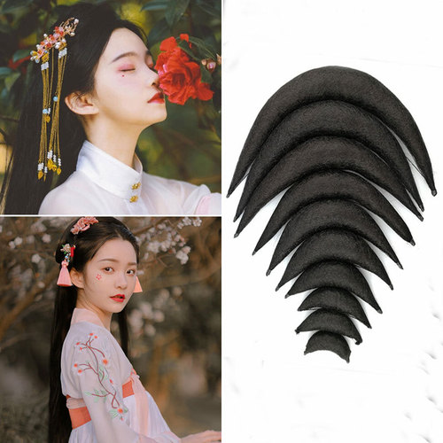 Ancient Costume Hairpiece with Curved Design, Tang Style Soft Horn Hairpiece, Hanfu Style Horn Side Pads, Versatile Bag-like Hairstyle