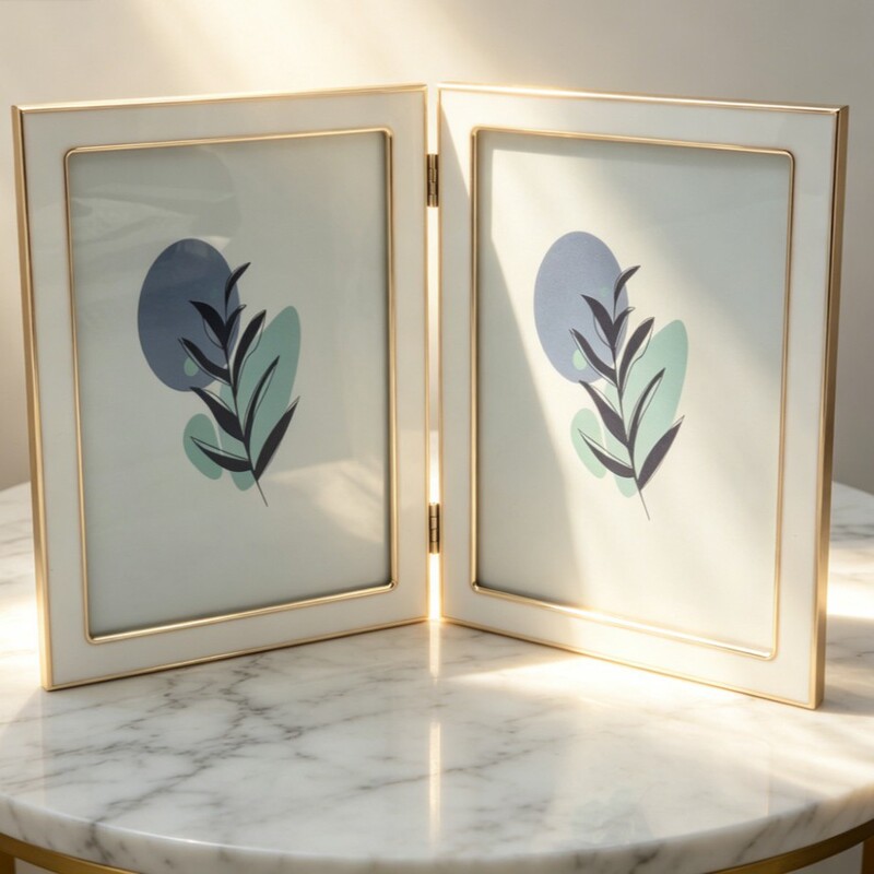 Exported Gold-Edged 6-Inch and 7-Inch Double-Fold Metal Photo Frames for Home Display in the Living Room, Amazon Cross-Border New Product for Foreign Trade Exported Gold-Edged 6-Inch and 7-Inch Double-Fold Metal Photo Frames for Home Display in the Living Room, Amazon Cross-Border New Product for Foreign Trade